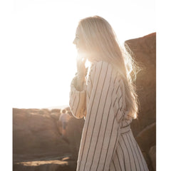 Bongusta Cotton Bathrobe - Creme & Ink