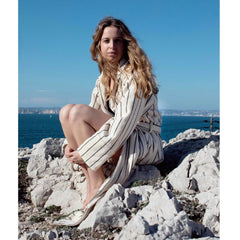 Bongusta Cotton Bathrobe - Creme & Ink