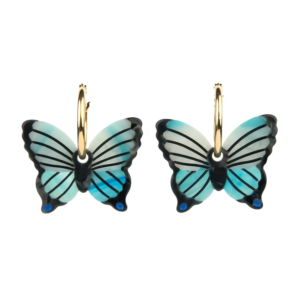 Coucou Suzette Naušnice Blue Butterfly