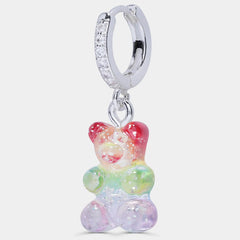 Crystal Haze Nostalgia bear naušnica - Rainbow srebrna