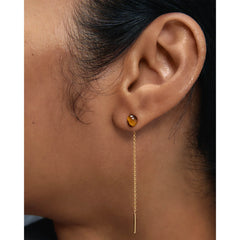 PDPAOLA Lyra naušnice - Tiger Eye na uhu