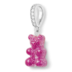 Crystal Haze Nostalgia bear Pave privjesak - Magenta srebrni