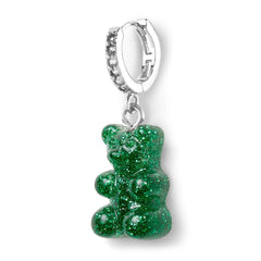 Crystal Haze Nostalgia bear earring - Green Haze silver