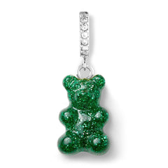 Crystal Haze Nostalgia bear earring - Green Haze silver