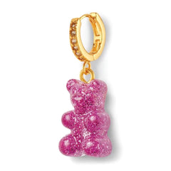 Crystal Haze Nostalgia bear earring - Magenta
