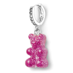 Crystal Haze Nostalgia bear earring - Magenta silver