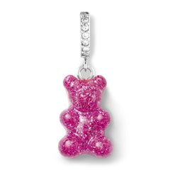 Crystal Haze Nostalgia bear earring - Magenta silver