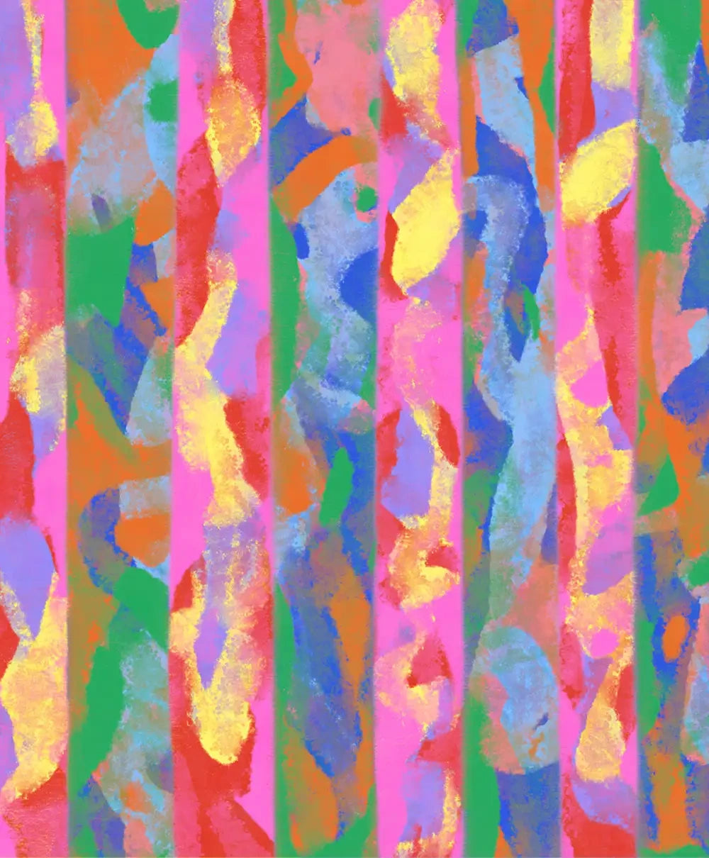 Uzorak kolaža poteza kistom na tkanini lepeze Chromatic Collage