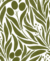 The olive-branch pattern on the fabric of the Mediterranean Soul hand fan