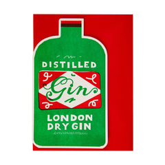 Čestitka Gin Bottle na crvenoj podlozi