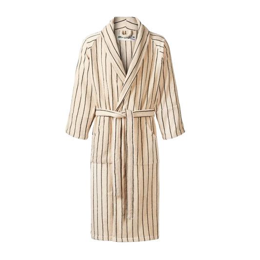 Bongusta Cotton Bathrobe - Creme &amp; Ink