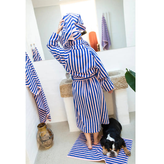 Bongusta Cotton Bathrobe - Dazzling Blue &amp; Rose