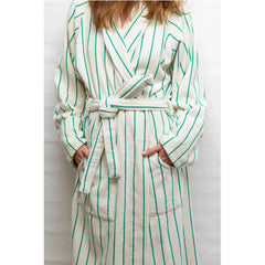 Bongusta Cotton Bathrobe - Pure White &amp; Grass