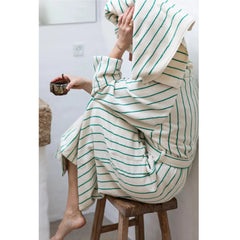 Bongusta Cotton Bathrobe - Pure White &amp; Grass