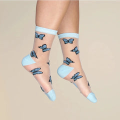 Coucou Suzette Socks Blue Butterfly