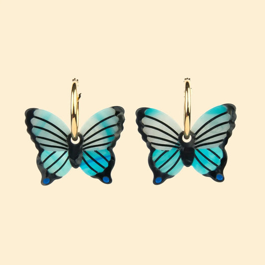 Coucou Suzette Naušnice Blue Butterfly