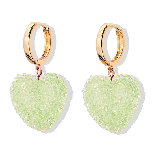 Crystal Haze Jelly Heart Earrings 2 pcs - Pistachio