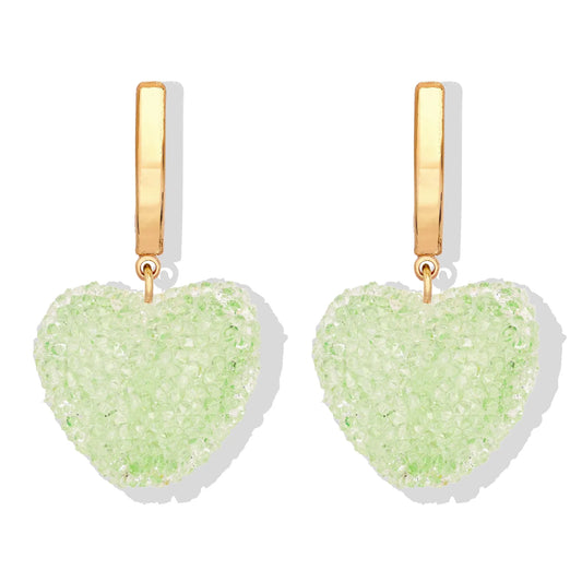 Crystal Haze Jelly Heart Earrings 2 pcs - Pistachio