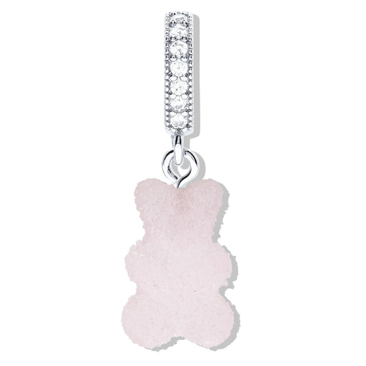 Crystal Haze Nostalgia bear Fizzy Pave pendant - Strawberry silver