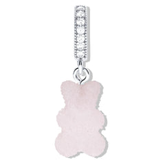 Crystal Haze Nostalgia bear Fizzy Pave pendant - Strawberry silver