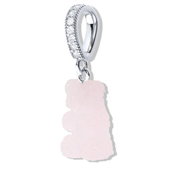 Crystal Haze Nostalgia bear Fizzy Pave pendant - Strawberry silver