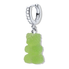 Crystal Haze Nostalgia bear Fizzy earring - Sour Apple silver