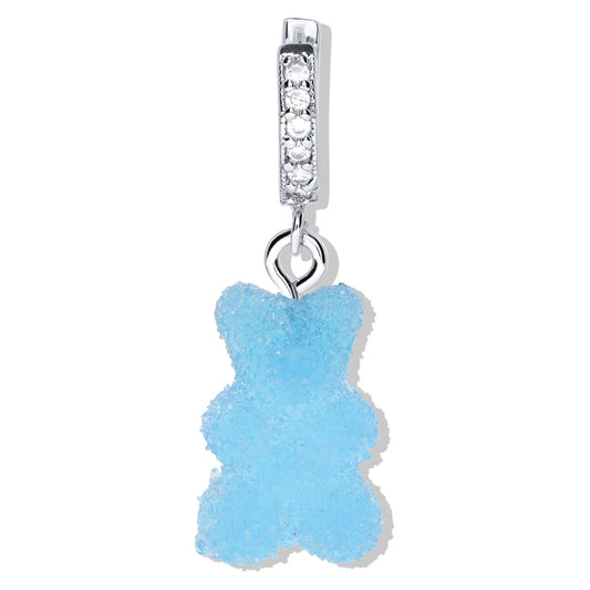 Crystal Haze Nostalgia bear Fizzy earring - Blueberry silver