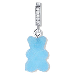 Crystal Haze Nostalgia bear Fizzy earring - Blueberry silver