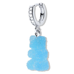 Crystal Haze Nostalgia bear Fizzy earring - Blueberry silver