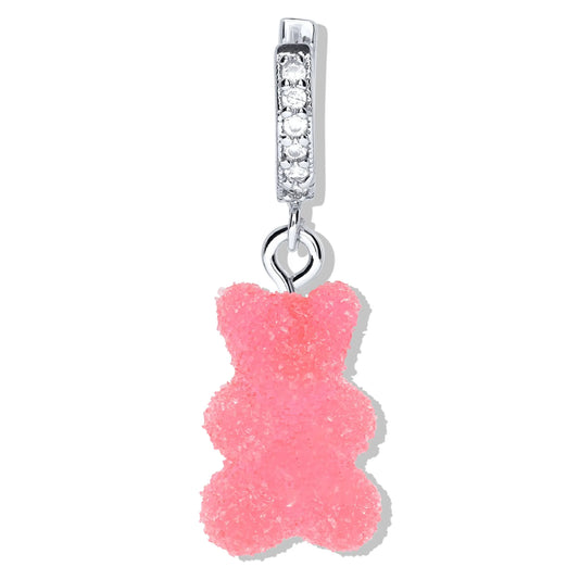 Crystal Haze Nostalgia bear Fizzy earring - Cherry silver