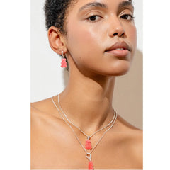 Crystal Haze Nostalgia bear Fizzy earring - Cherry silver