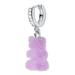 Crystal Haze Nostalgia bear Fizzy earring - Grape silver