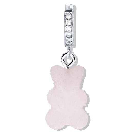 Crystal Haze Nostalgia bear Fizzy earring - Strawberry silver