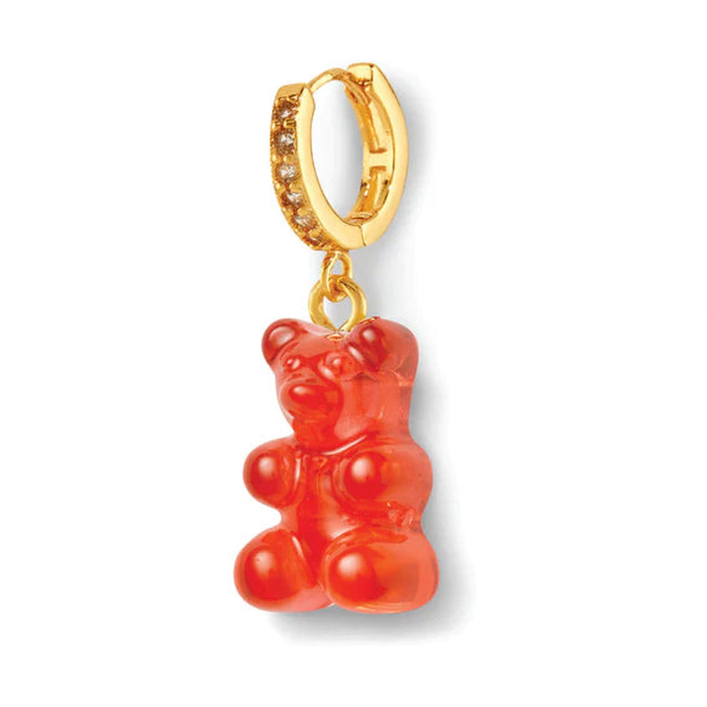 Crystal Haze Nostalgia Bear Earring - Jelly Red