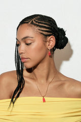 Crystal Haze Nostalgia Bear Earring - Jelly Red - on a model