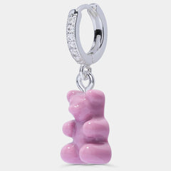 Crystal Haze Nostalgia bear earring - Mauve Pink silver