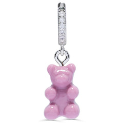 Crystal Haze Nostalgia bear earring - Mauve Pink silver