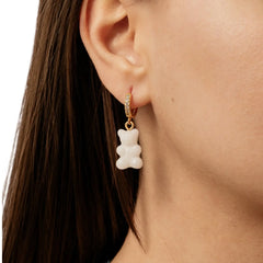 Crystal Haze Nostalgia bear earring - Pearly