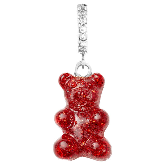 Crystal Haze Nostalgia bear earring - Red Velvet silver