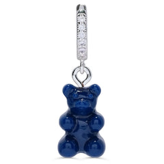 Crystal Haze Nostalgia bear earring - Sapphire silver