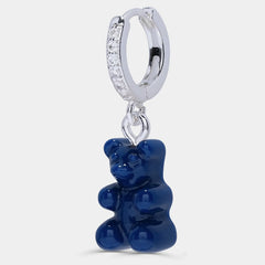 Crystal Haze Nostalgia bear earring - Sapphire silver