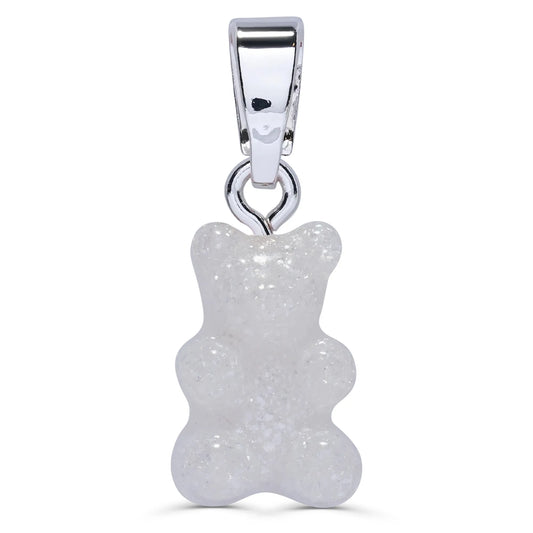 Crystal Haze Nostalgia bear pendant - Glittery silver