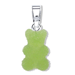 Crystal Haze Nostalgia bear pendant - Sour Apple silver