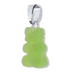 Crystal Haze Nostalgia bear pendant - Sour Apple silver