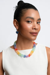 Crystal Haze Chakra Jelly Heart Necklace - on a model