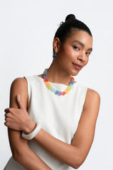 Crystal Haze Chakra Jelly Heart Necklace - on a model - view 2