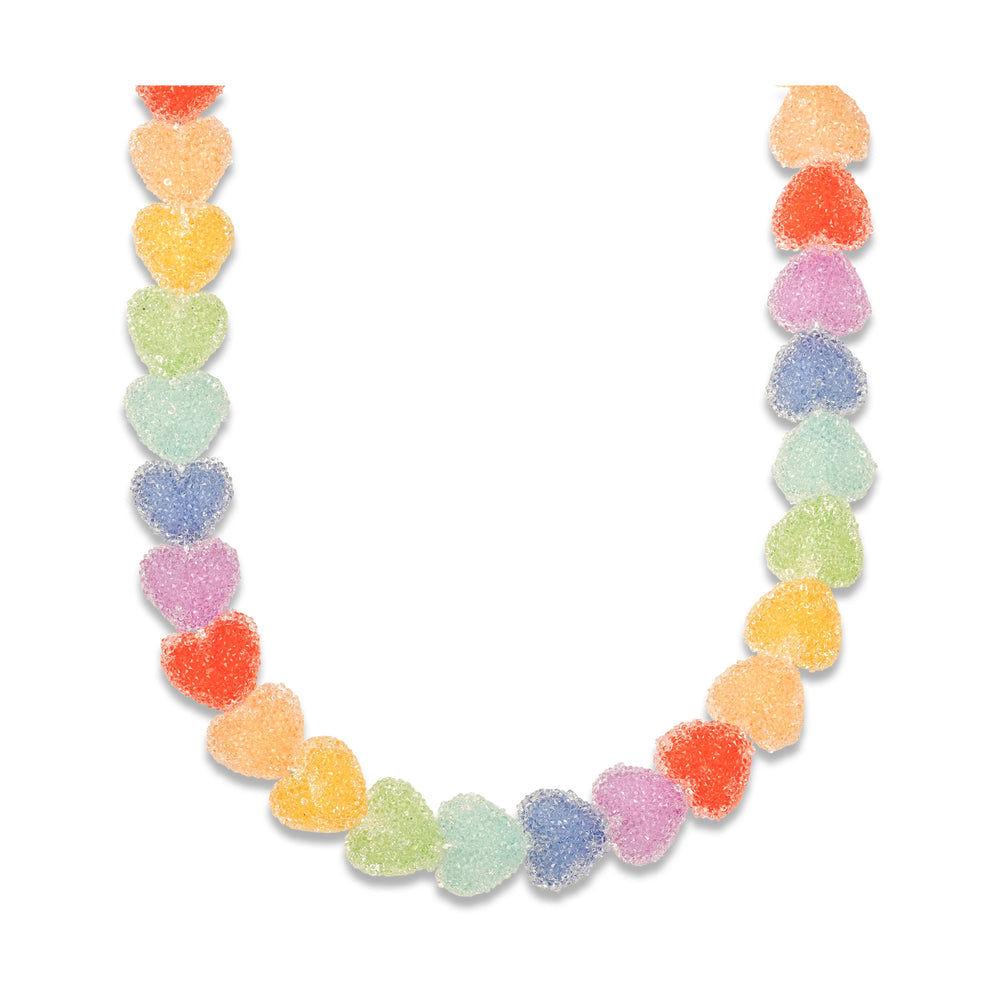 Crystal Haze Chakra Jelly Heart Necklace - from another angle