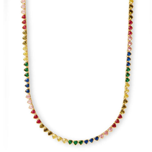 Crystal Haze Rainbow Hearts Necklace