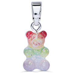 Crystal Haze Nostalgia bear pendant - Rainbow silver