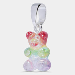 Crystal Haze Nostalgia bear pendant - Rainbow silver